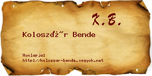 Koloszár Bende névjegykártya